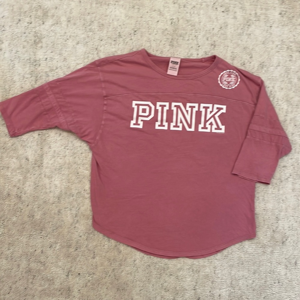Woman’s Pink 3/4 Sleeve Shirt Top Size Small